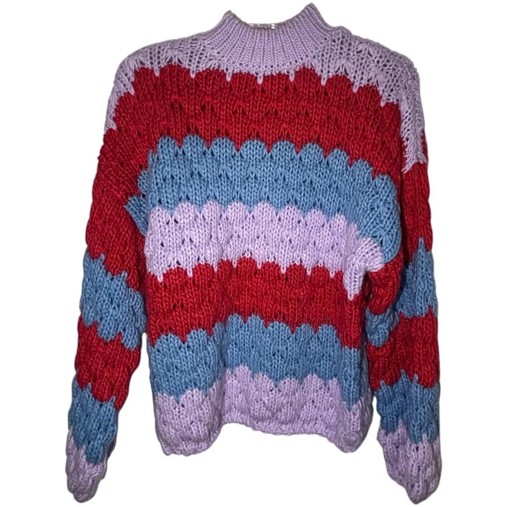 Forever 21 Colorblock Chunky Knit Striped Bubble Sweater – Large